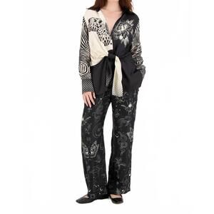 NEW ME369 reyna tie waist shirt in black magic